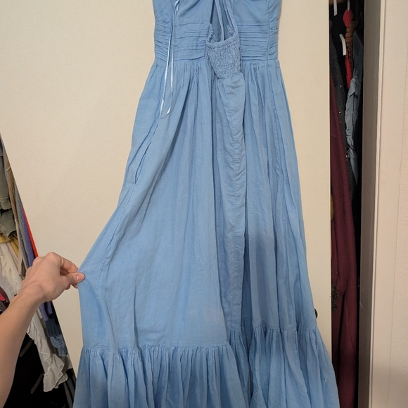 Abercrombie & Fitch Free Flowy Tie Back Maxi Sky Blue Dress - Picture 4 of 7